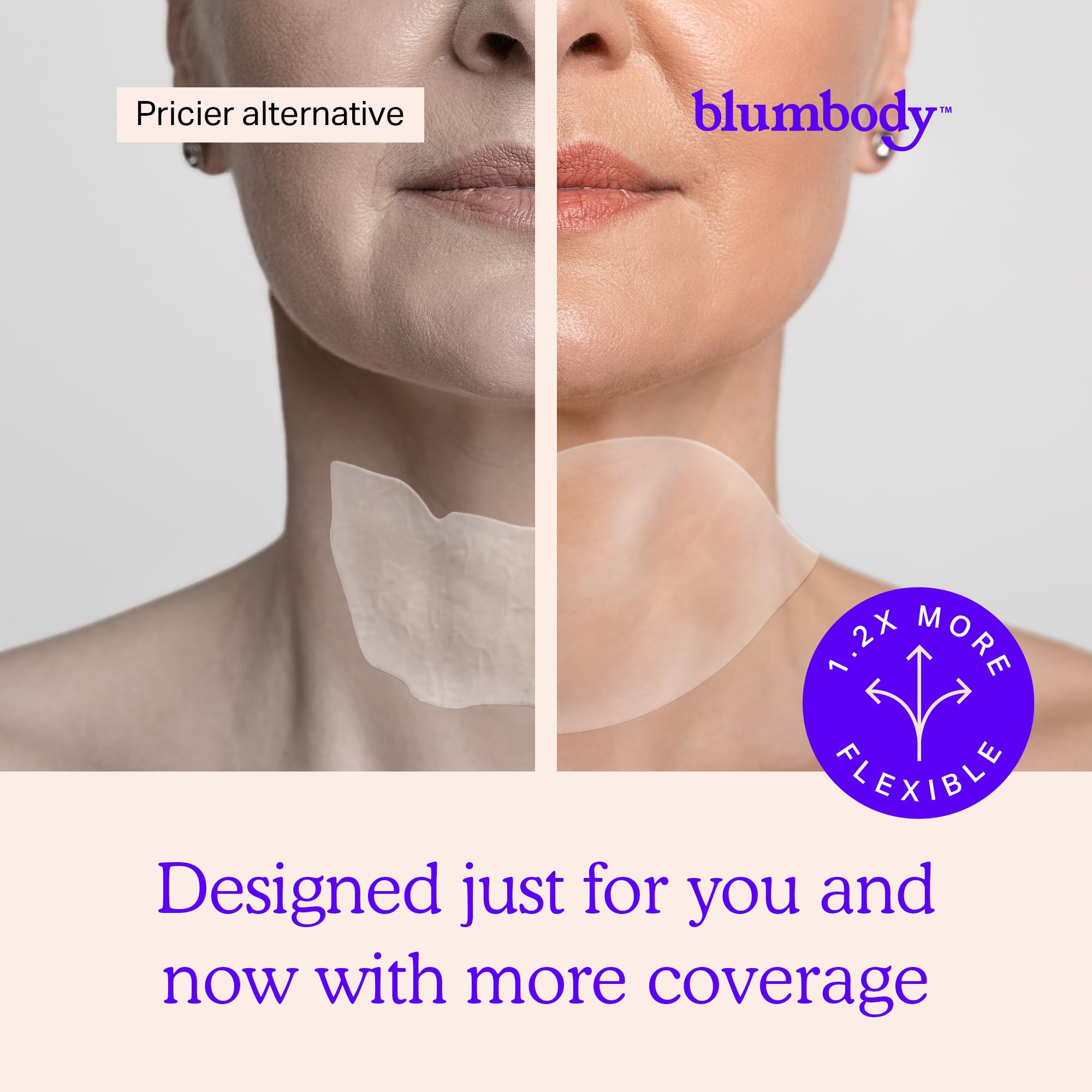 BLUMBODY Neck Wrinkle Patches at night illustrating gentle hydration benefits