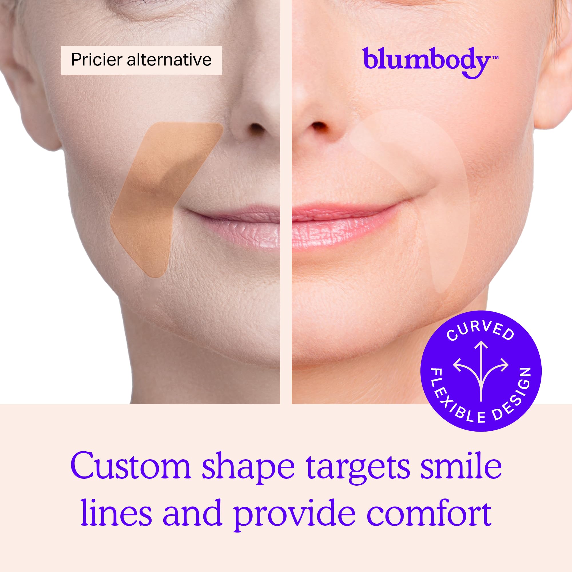 BLUMBODY patch applied to mouth area overnight for easy routine