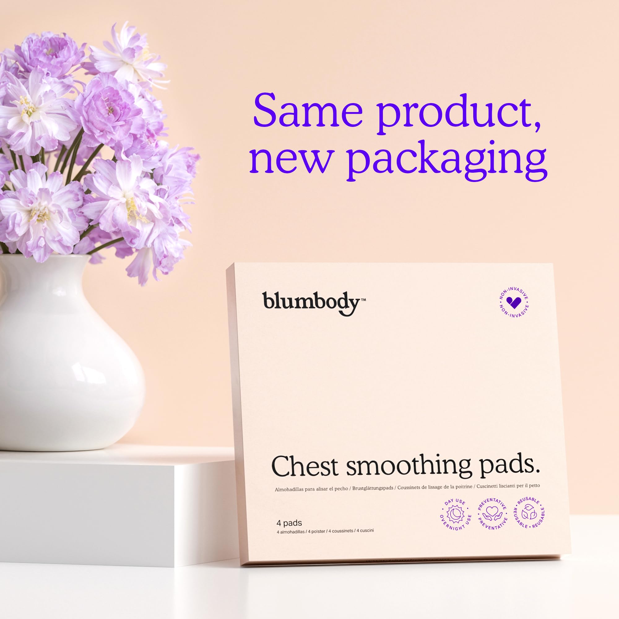 BLUMBODY Chest Wrinkle Pads bag included, portable travel-friendly storage.