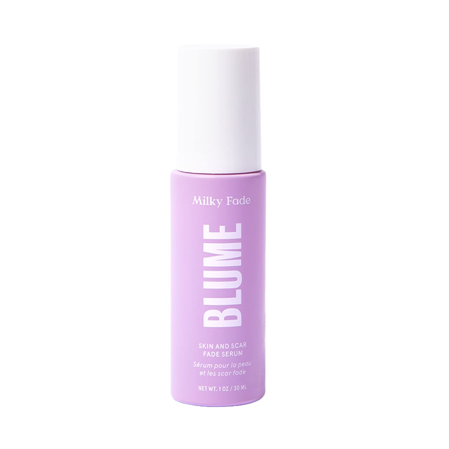 Blume Milky Fade serum bottle shows brightening action for even skin tone