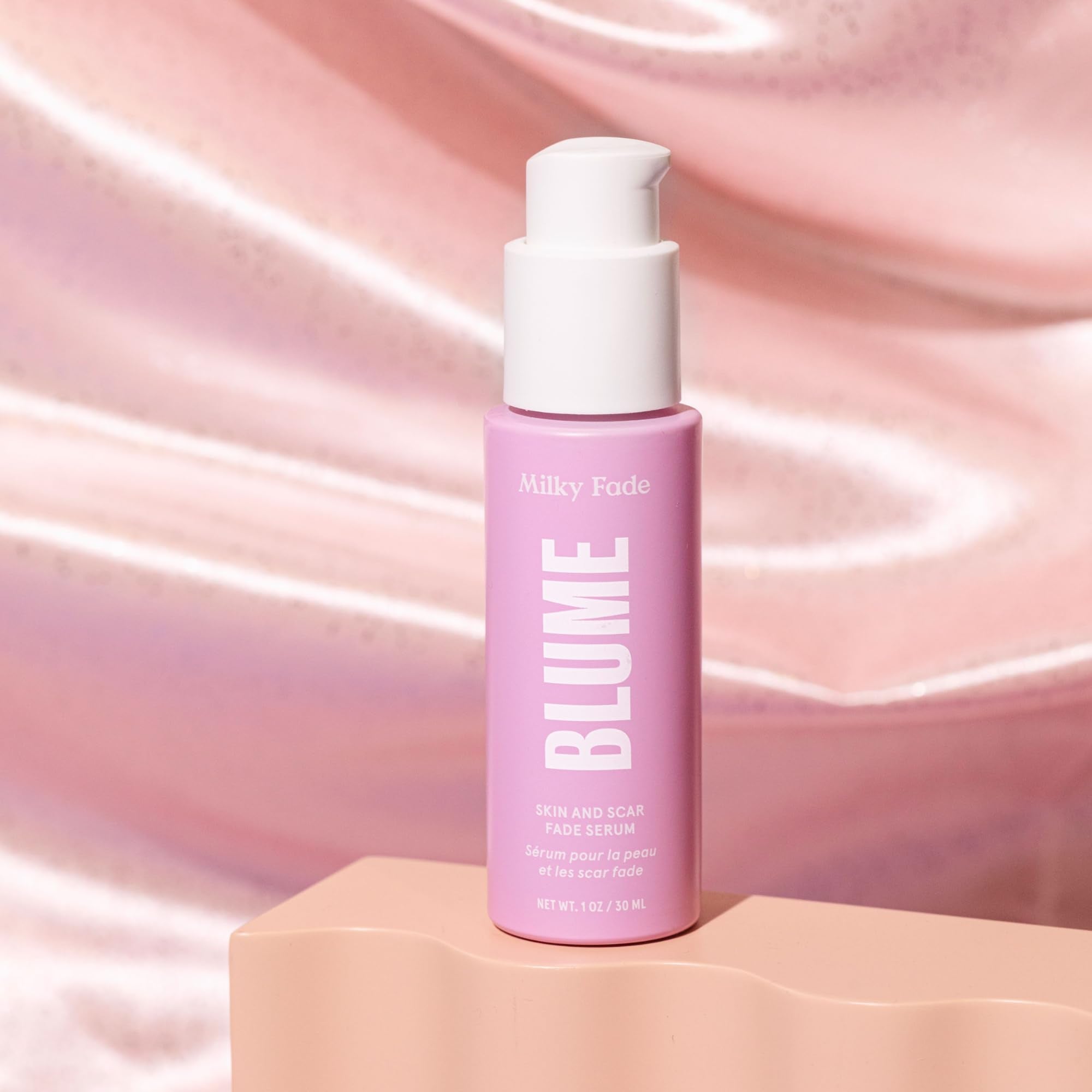 Blume Milky Fade serum dropper highlights hydrating formula for moisturized skin
