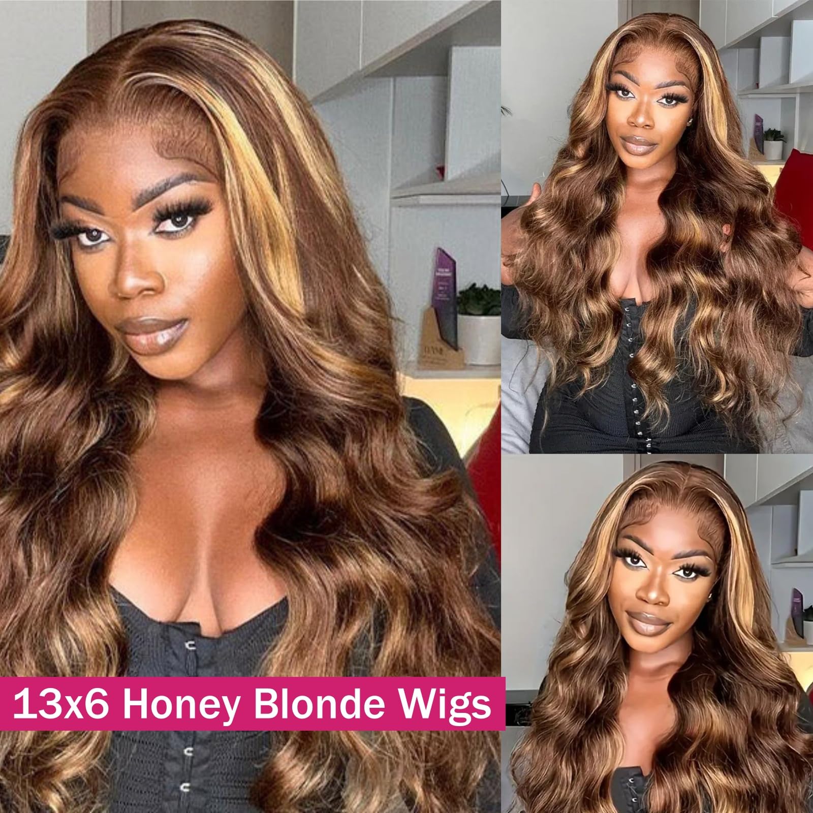 BMNH ombre honey blonde highlights display vibrant color transition.