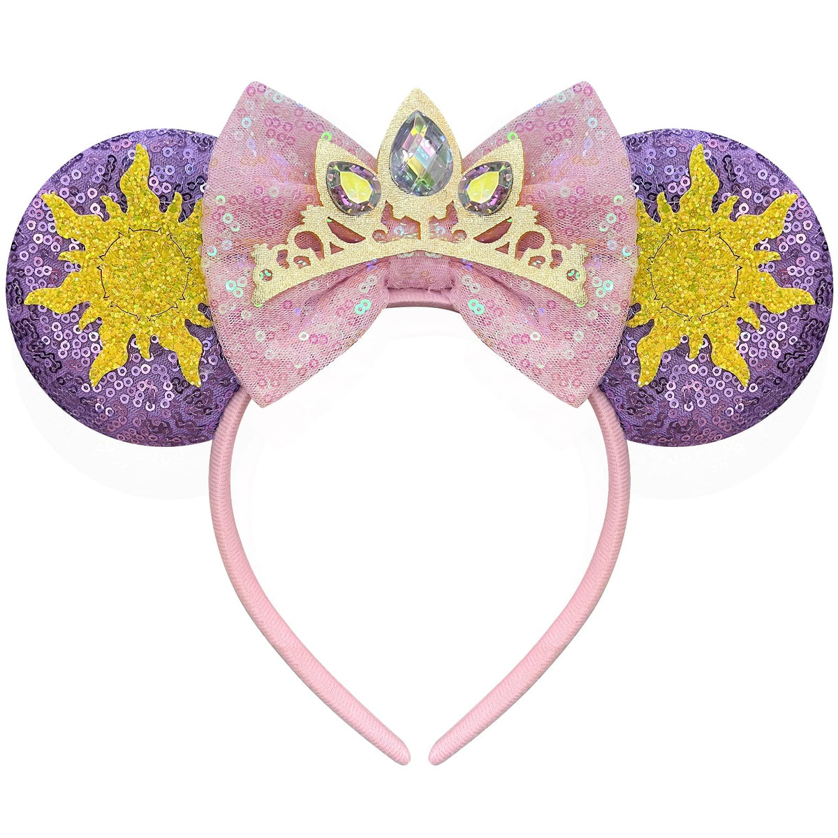 Bmobuo Princess Mouse Ears Headband with crown and star sequins for park and cosplay.