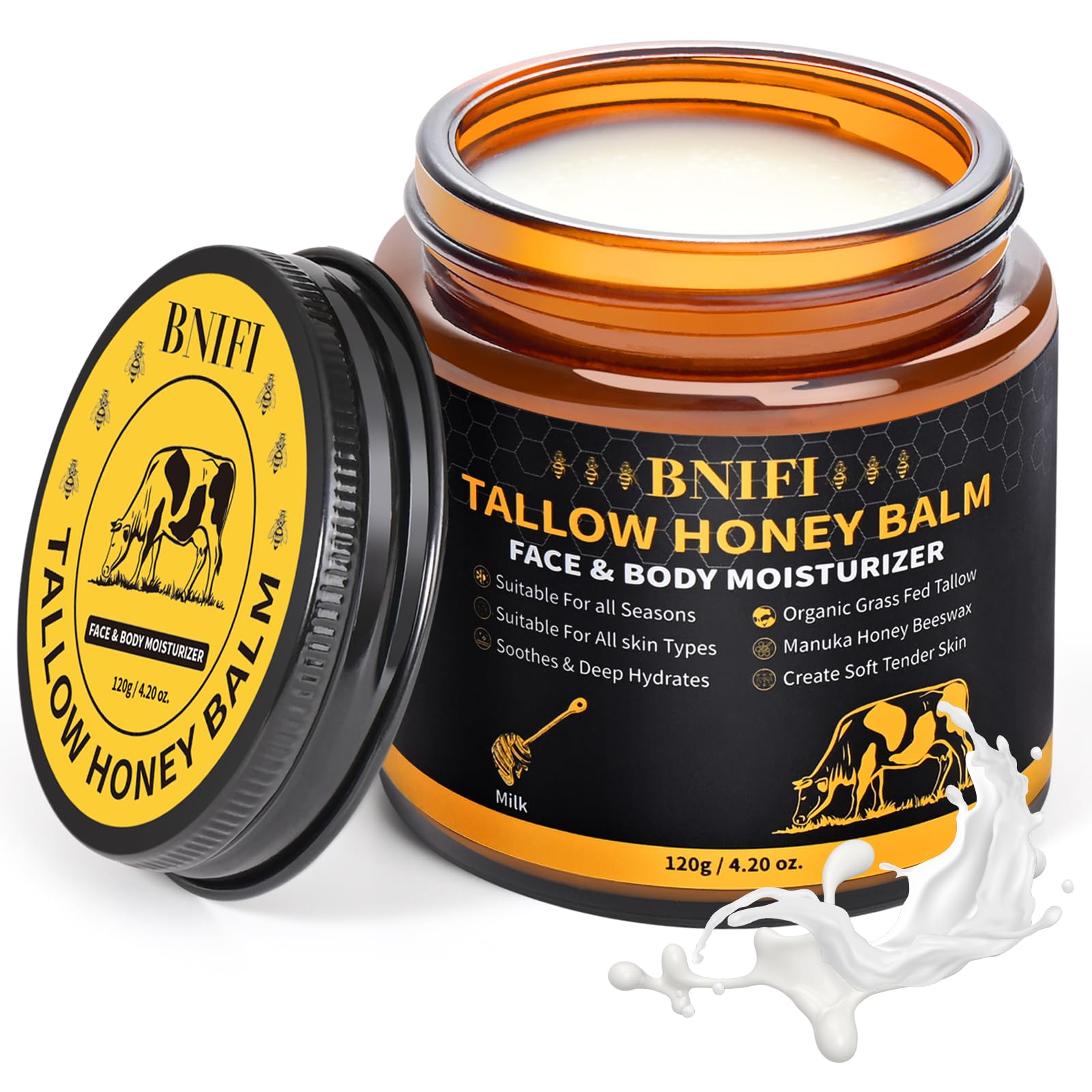BNIFI tallow honey balm face application shows rich hydration for daily skincare