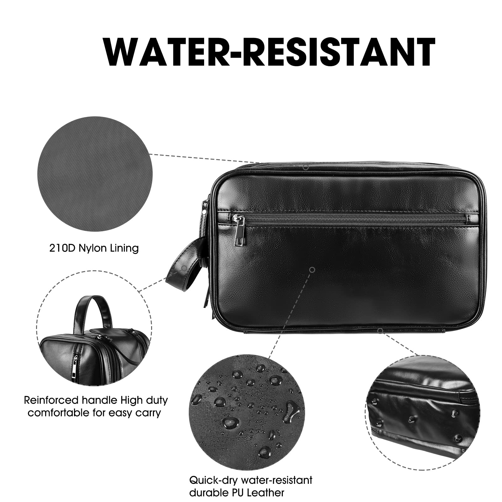 BNSPOCKET leather travel bag with handle for easy carrying and hanging.