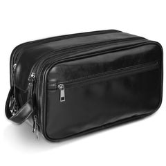 BNSPOCKET leather toiletry bag open shows spacious organization for travel.