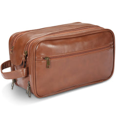 BNSPOCKET Personalized Leather Travel Toiletry Bag front view highlighting premium craftsmanship and organized storage for business trips.
