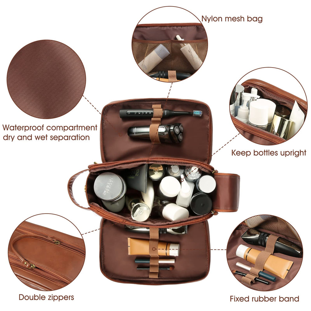 BNSPOCKET waterproof toiletry bag showing leak-proof lining for spills.