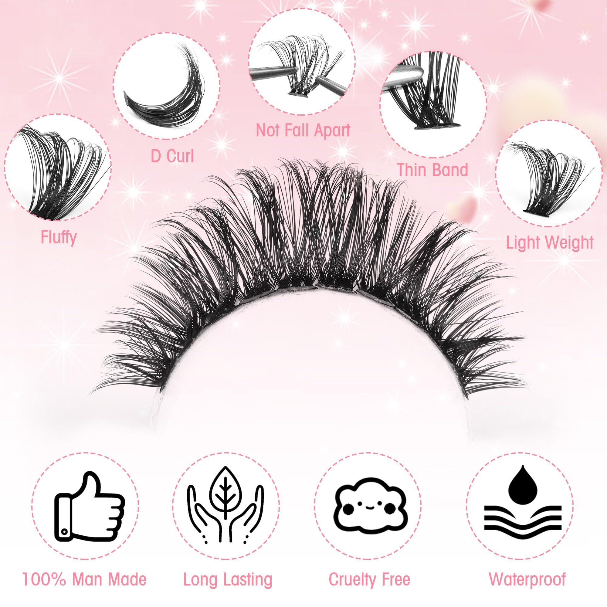 Boahankuke wispy style lash clusters closeup for versatile looks.