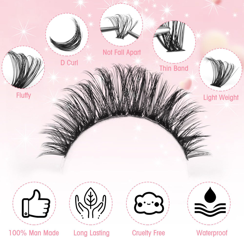 Boahankuke wispy style lash clusters closeup for versatile looks.