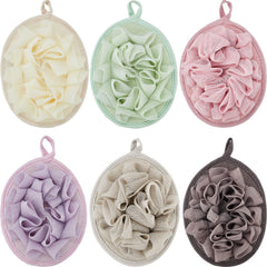 Boao 6pcs bath pouf mesh set for daily exfoliation and rich foam.