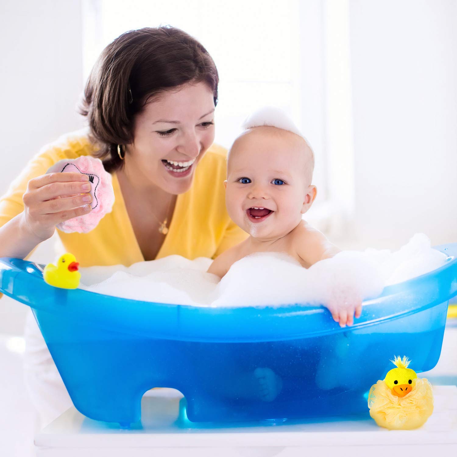 Boao kids bath loofah colorful mesh: quick-drying and space-saving