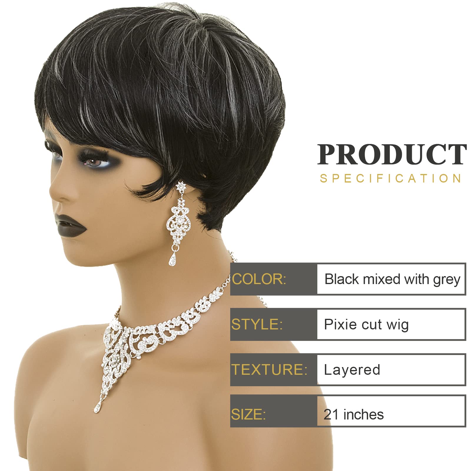 BOBCOO pixie cut wig side view highlights the silhouette for quick daytime transformations.