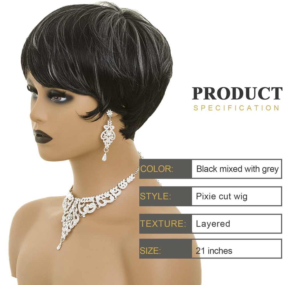 BOBCOO pixie cut wig side view highlights the silhouette for quick daytime transformations.