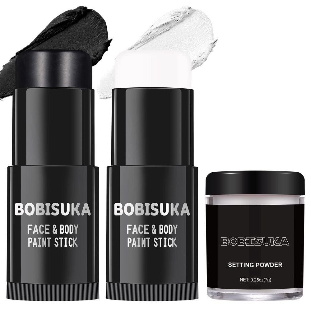 BOBISUKA black white face paint stick application for bold greasepaint looks