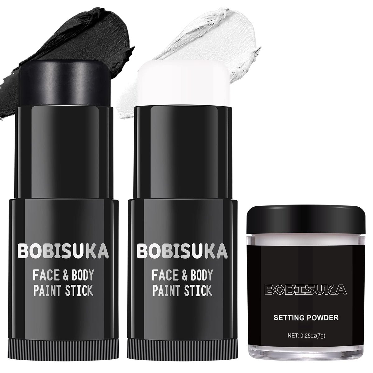 BOBISUKA black white face paint stick application for bold greasepaint looks