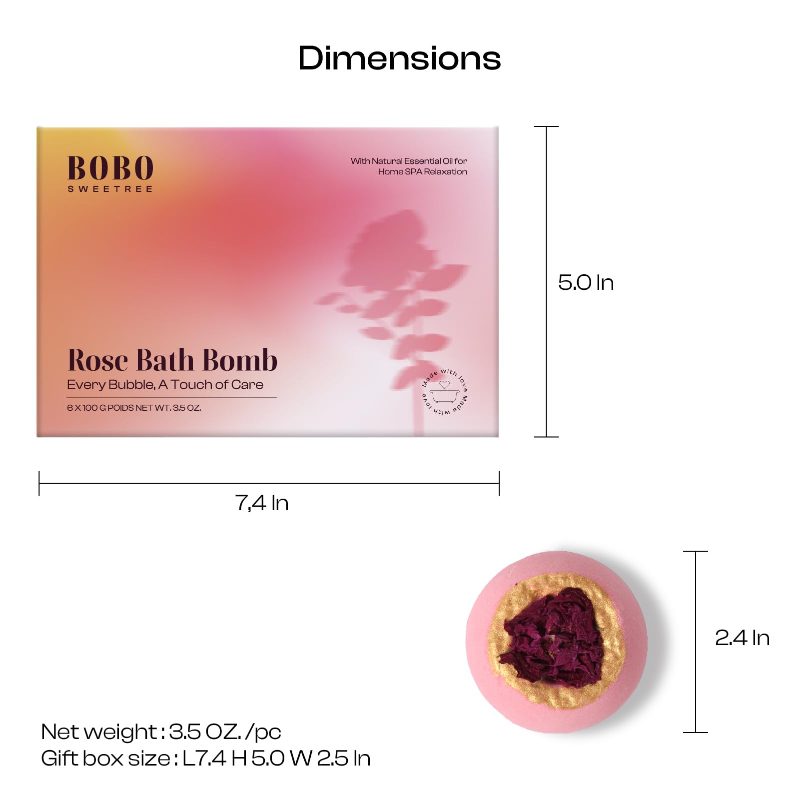 BoboSweeTree gift-ready bath bombs enhance occasions with a rose scent.