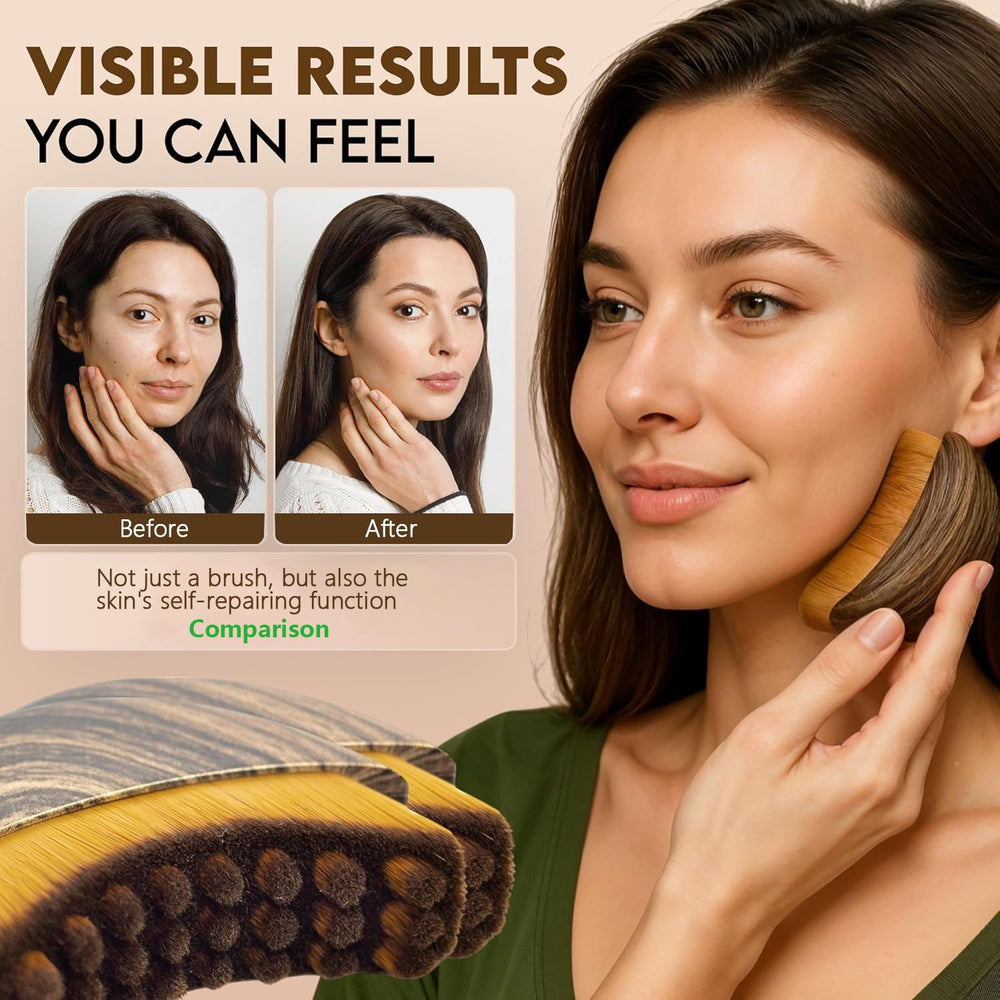 BoBoWalk lymphatic brush at jawline for contouring and double chin appearance focus.