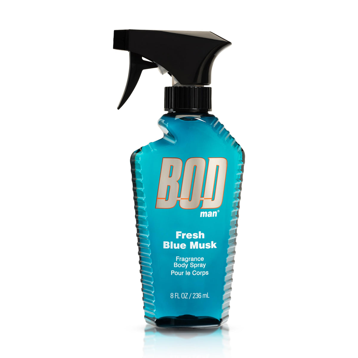 BOD man Fresh Blue Musk bottle front view for lasting masculine fragrance