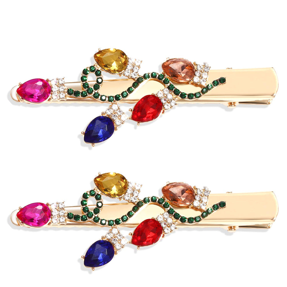 Boderier Christmas lightbulb clip closeup highlights sparkling rhinestones.