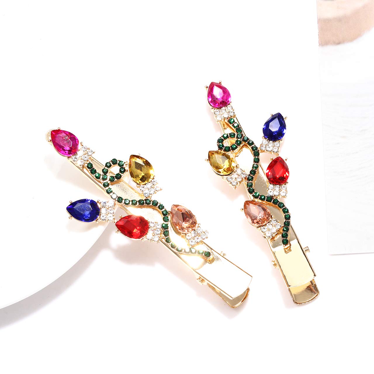 Boderier holiday barrette worn in festive hairstyles for parties and gatherings.