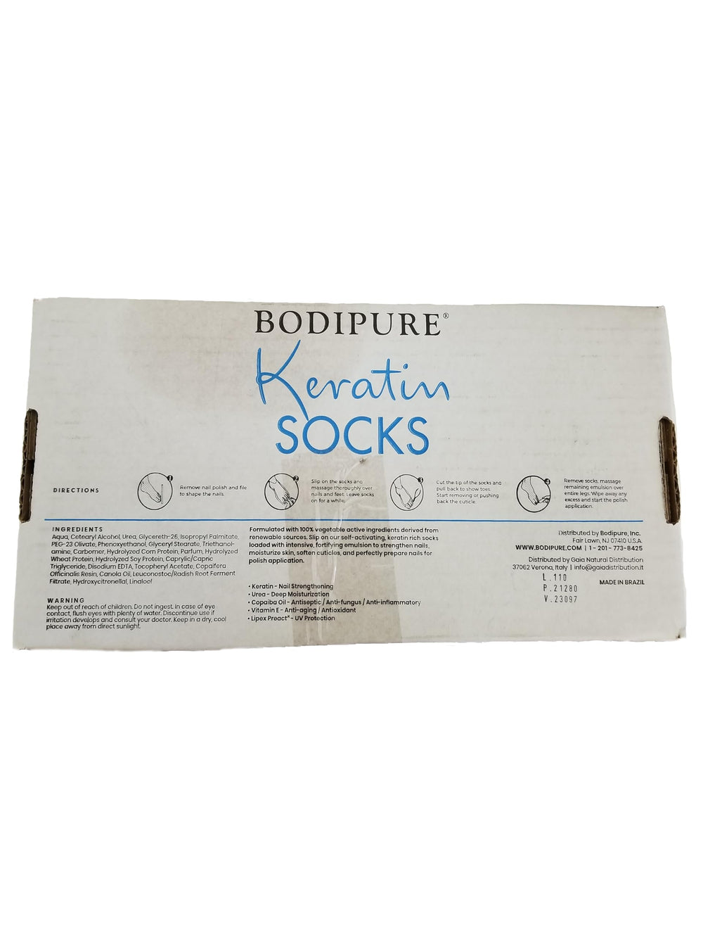 Bodipure 50-pair box shown for long-lasting foot care