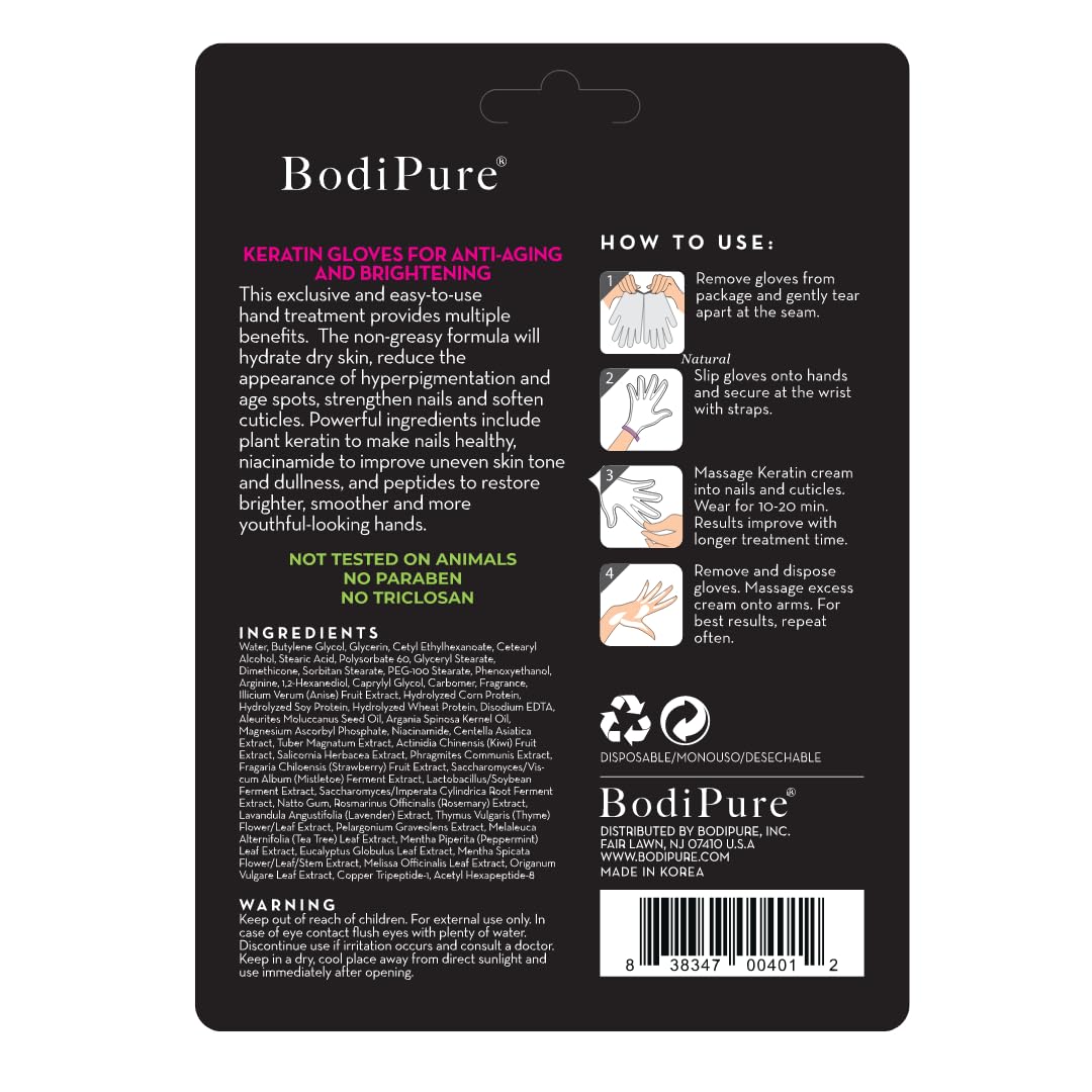 Bodipure Premium Hand Mask Keratin Gloves nails close up showing keratin support