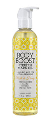 Body Boost Milk & Honey Stretch Mark Oil bottle with pump for easy use
