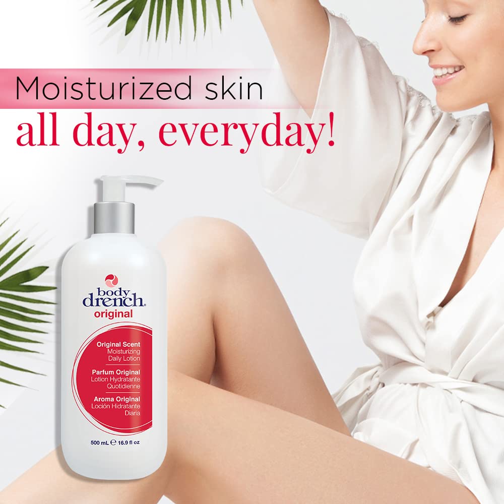 Body Drench lotion texture demonstrates non-greasy, fast-absorbing finish.