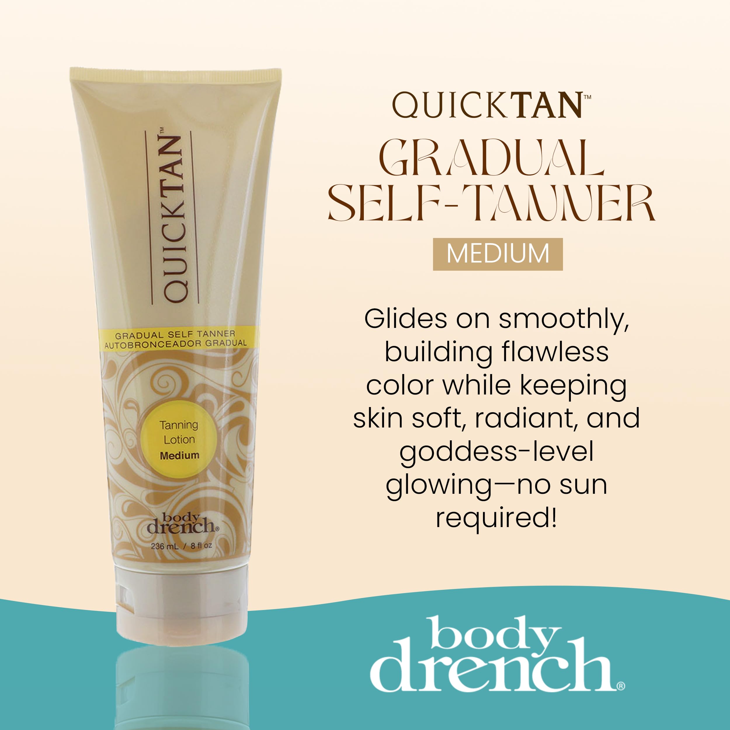 Body Drench Quick Tan application on arm demonstrates natural-buildable color without streaks.