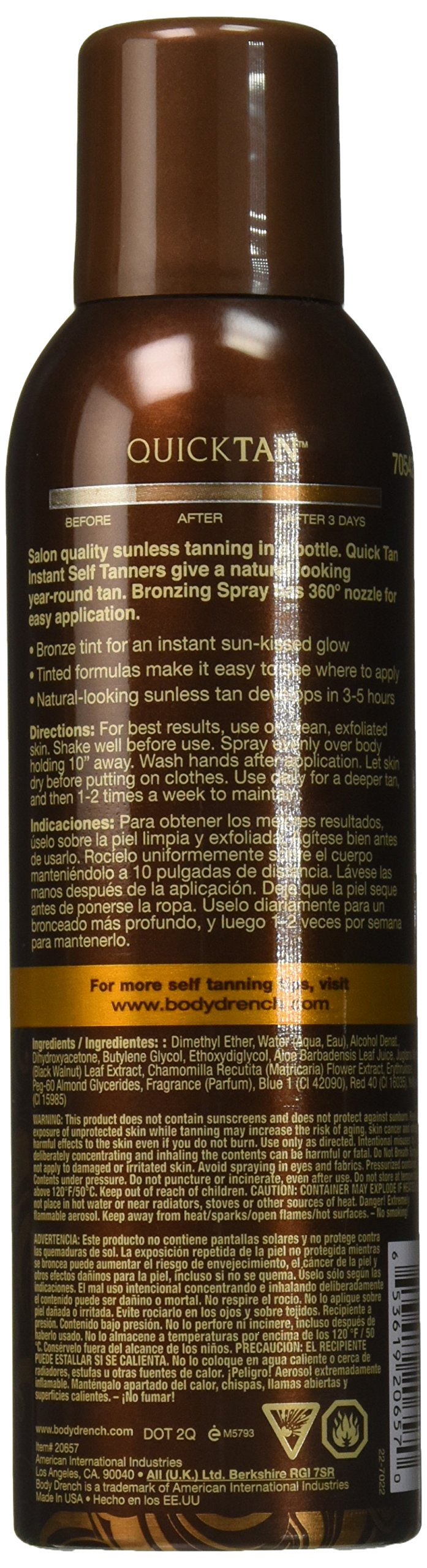 Body Drench Quick Tan bronze-tint application demonstrates gradual shade development for a natural sunless tan.