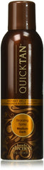 Body Drench Quick Tan spray bottle offers an instant bronze tint for easy even coverage.