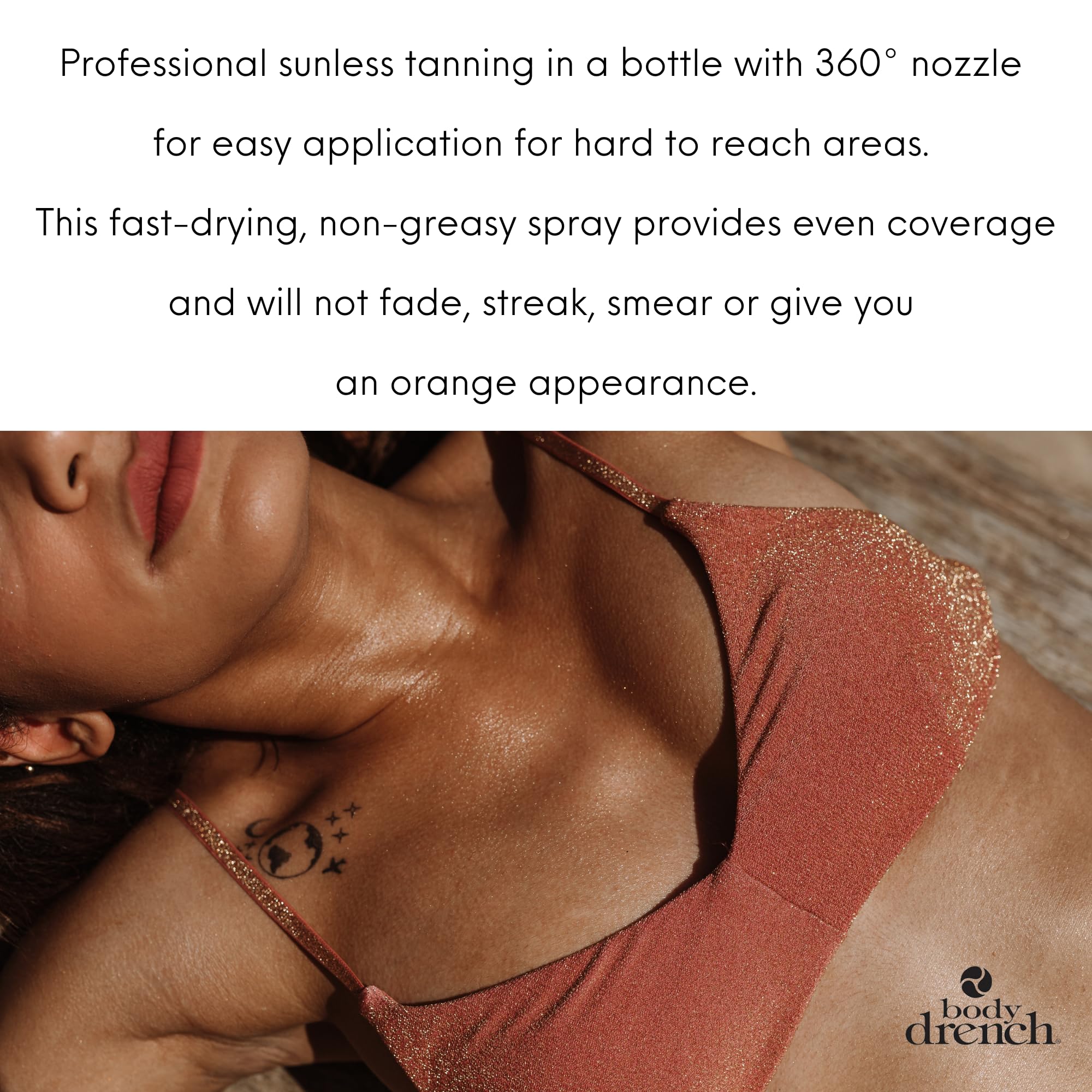 Body Drench Quicktan medium-dark spray dries quickly for natural-looking color