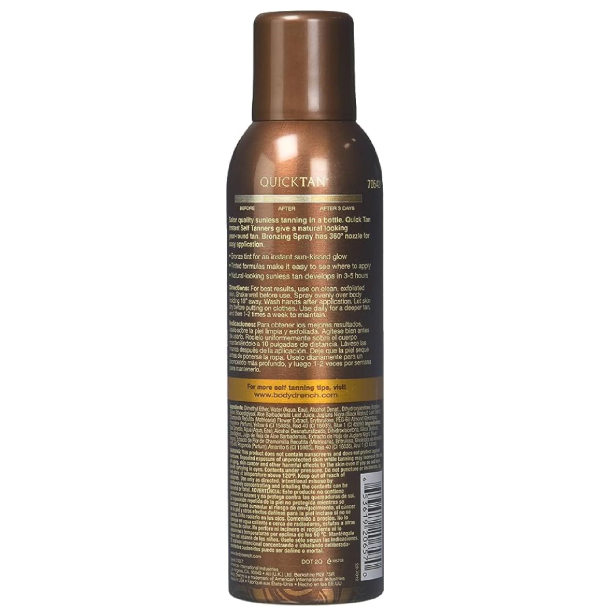 Body Drench Quicktan tinted mist on skin showing even coverage