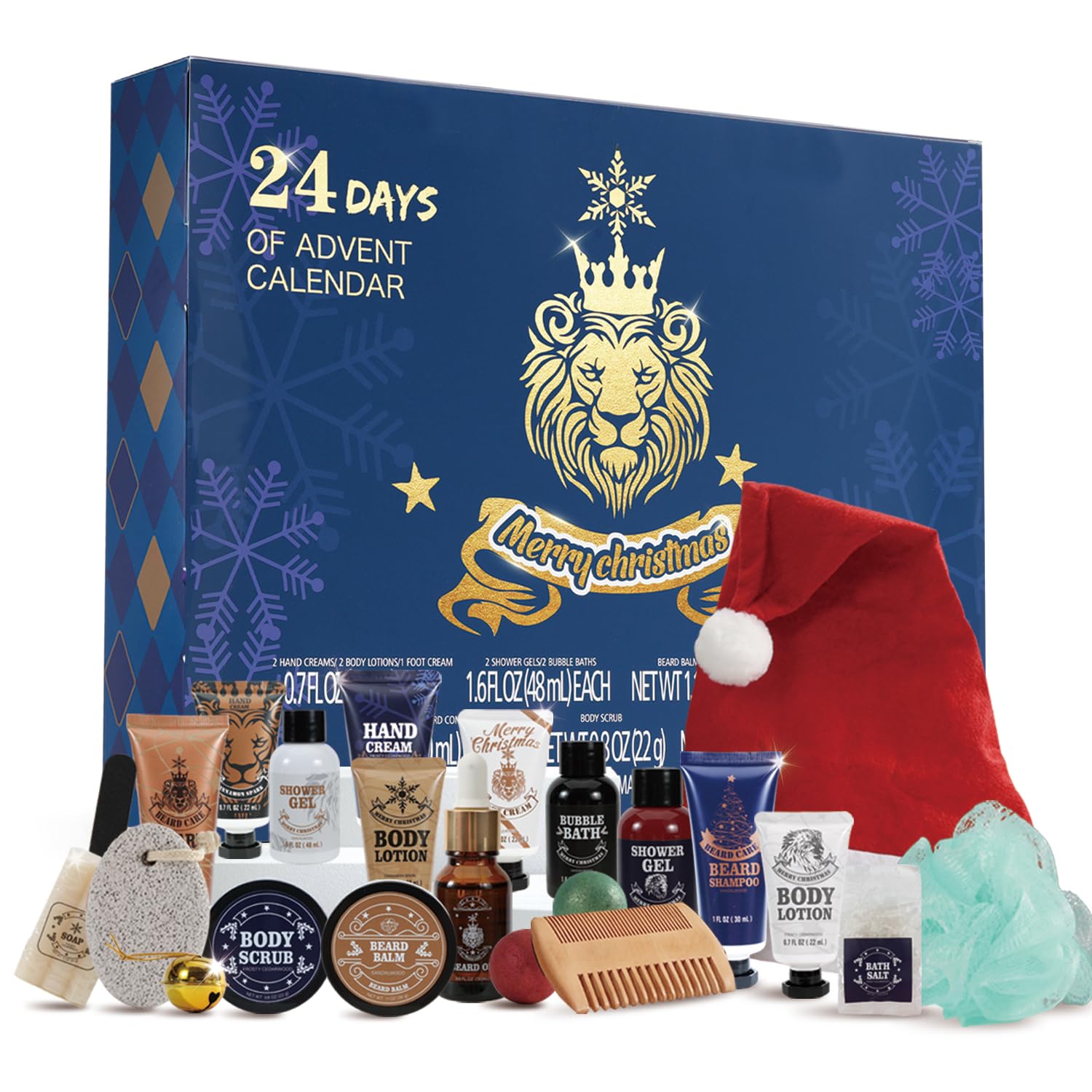 BODY & EARTH mens grooming routine image demonstrates a 24-day countdown ritual.