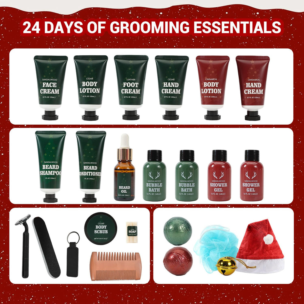 Body & Earth Advent Calendar beard balm image emphasizing tame, hydrated beard and skin.