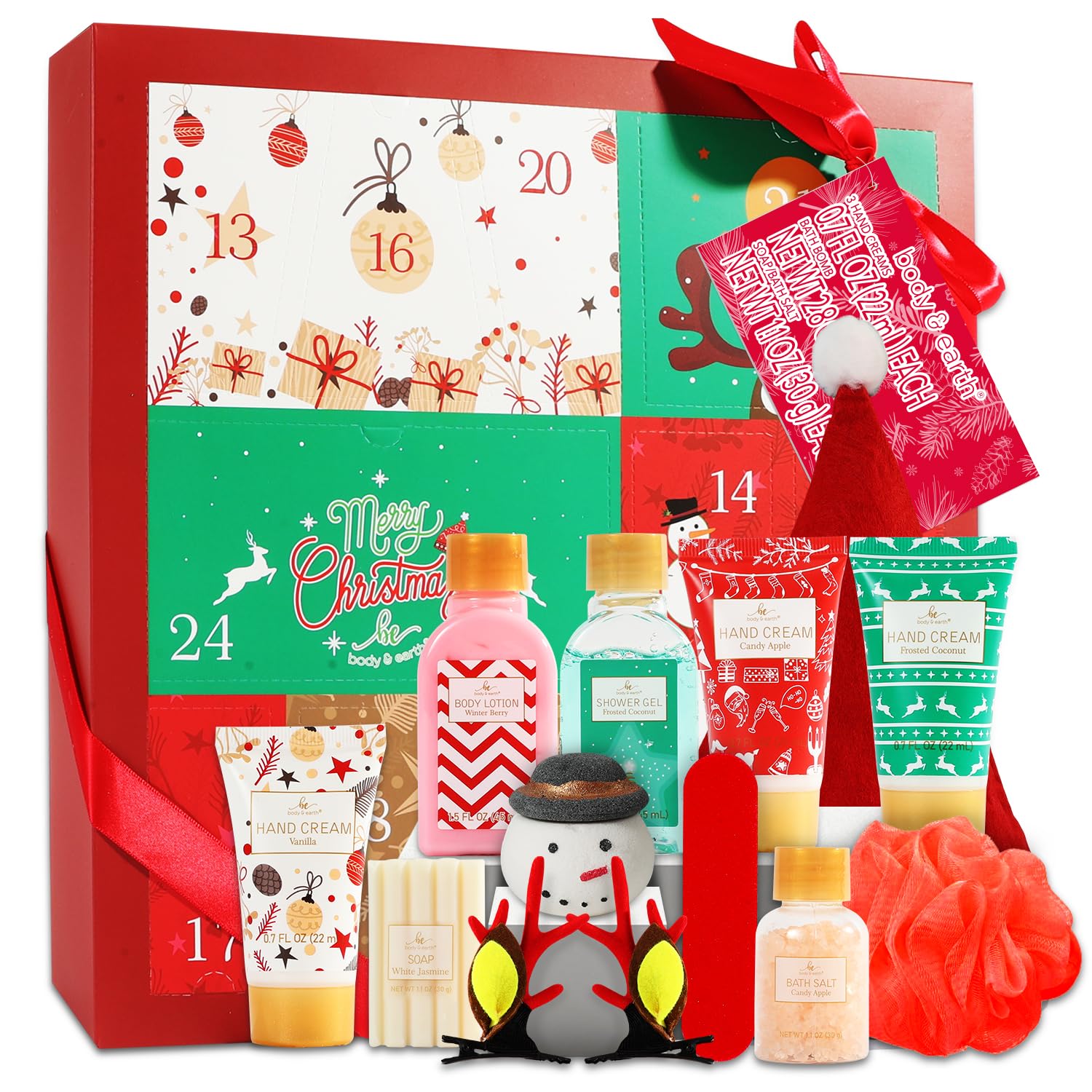 BODY & EARTH Christmas Advent Calendar 2025 box for gift-ready pampering rituals