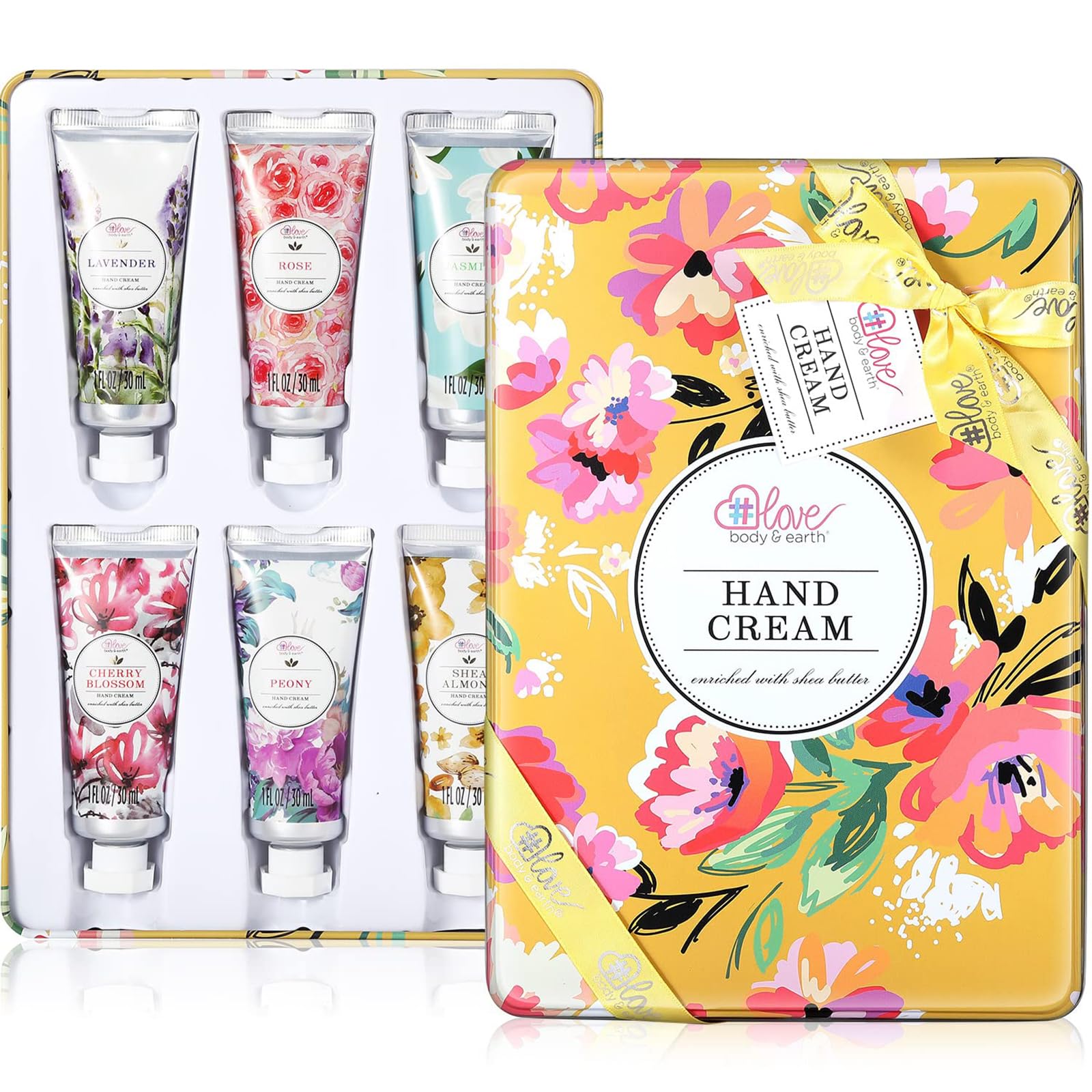 BODY & EARTH Hand Cream Gift Box with six travel-sized tubes for gifting
