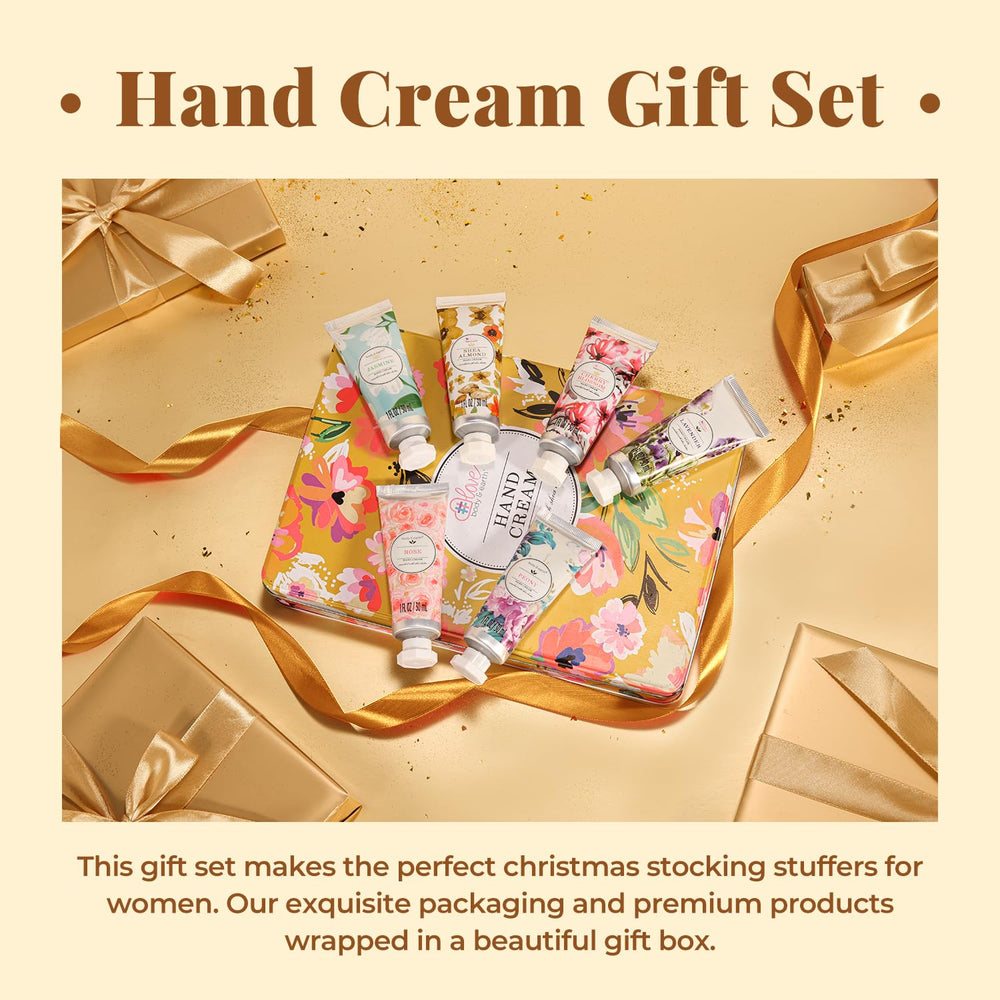 BODY & EARTH six-tube hand cream set arranged for everyday care