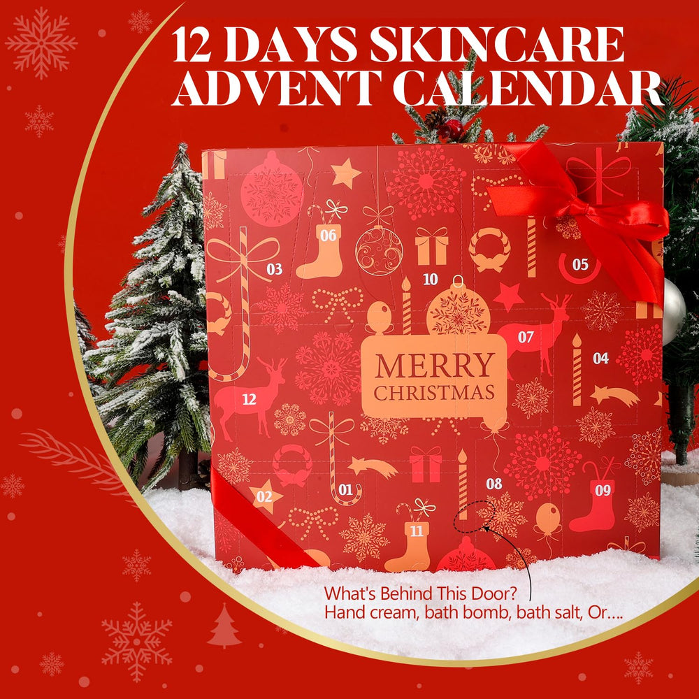 Body & Earth holiday packaging featuring Christmas patterns for display.