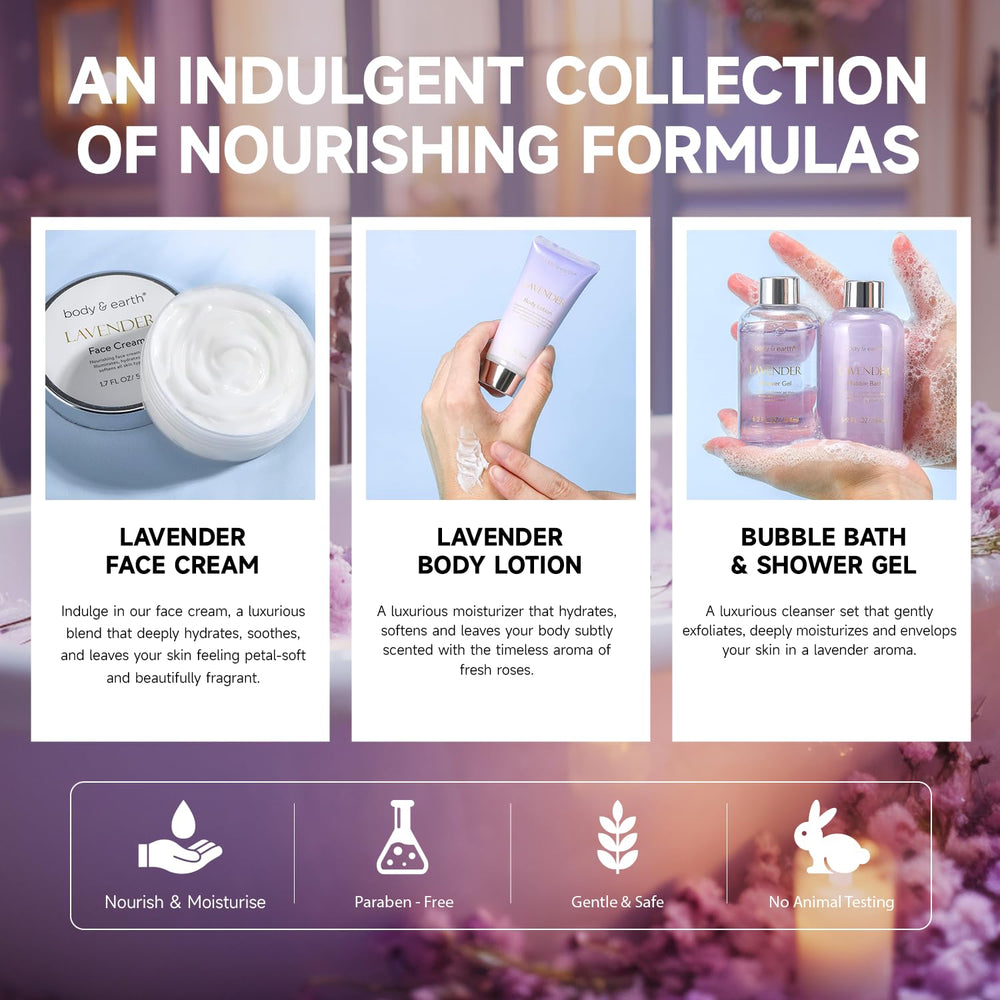Body & Earth lavender face cream jar delivering gentle hydration for radiant skin.