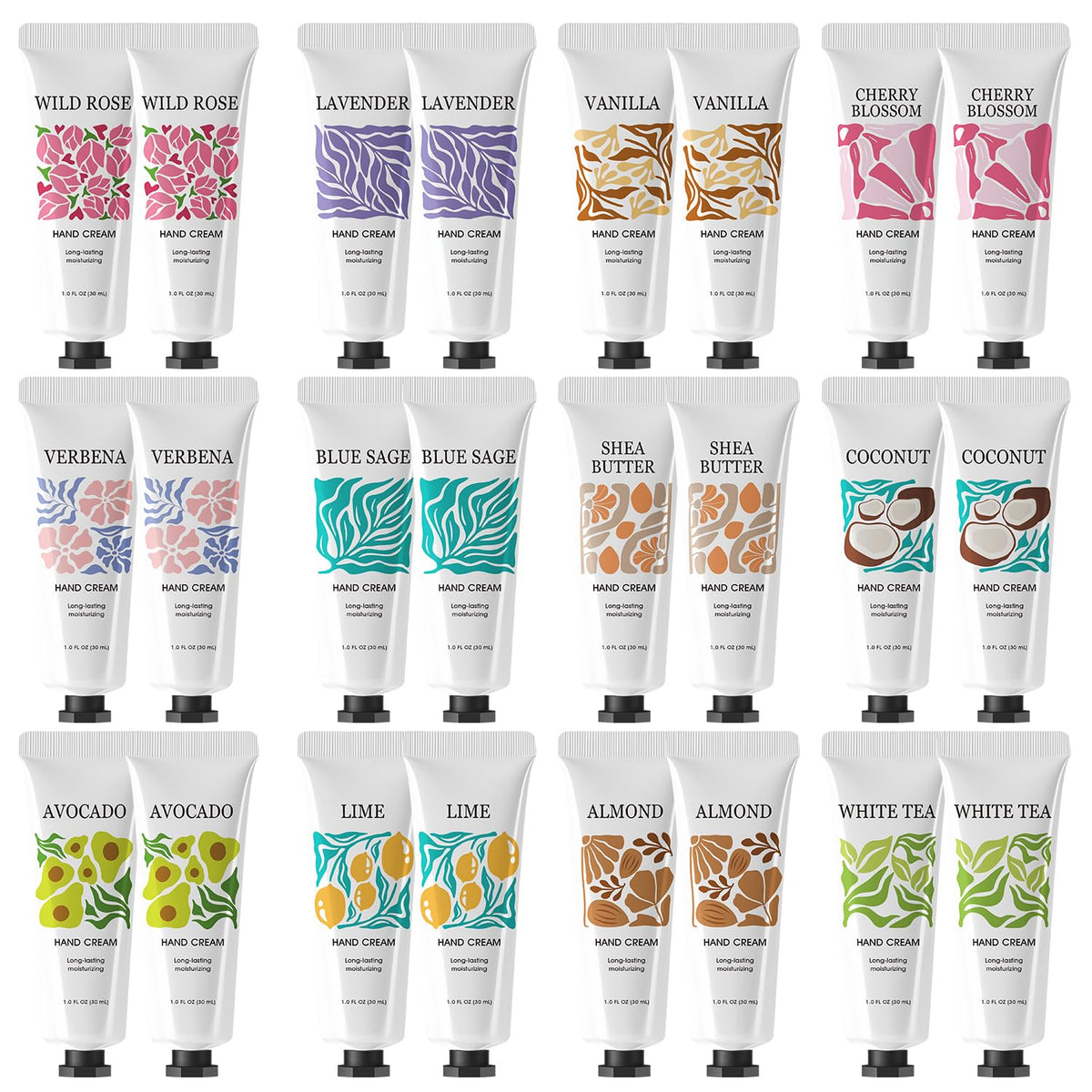 BODY & EARTH # LOVE 24pack hand cream gifts set with assorted fragrances for dry hands.