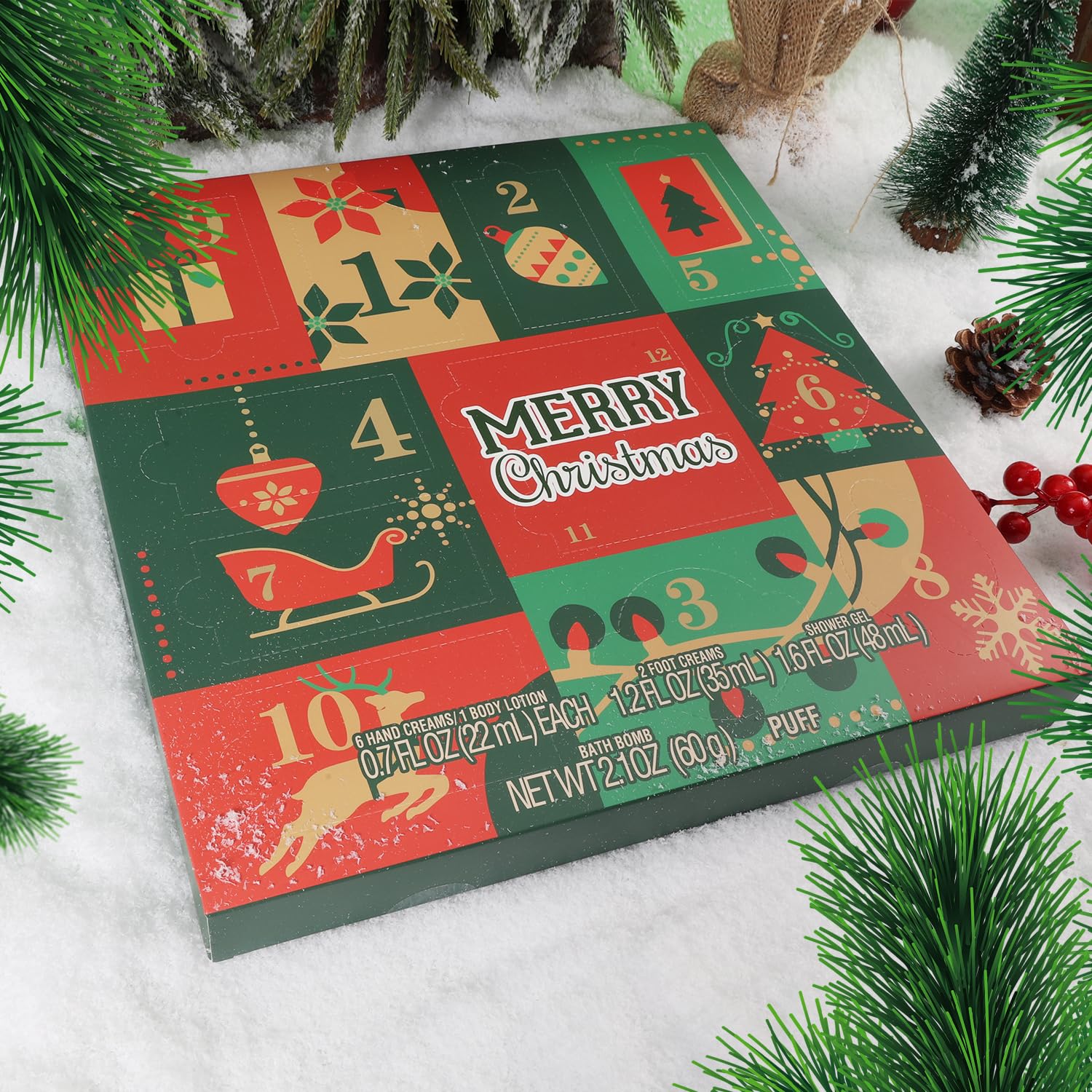 BODY & EARTH # LOVE Advent Calendar 2025 unwrapped gifts showcase hand cream set.