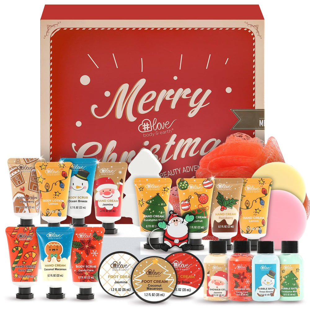 Red festive packaging of BODY & EARTH # LOVE Advent Calendar