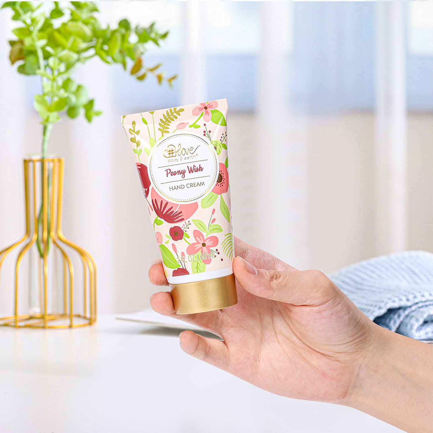 BODY & EARTH # LOVE Self-care Set Display — inviting in-home spa setup.