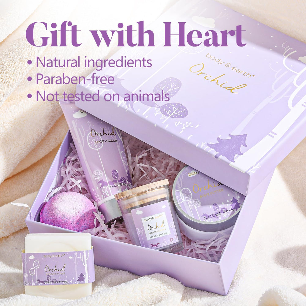 Body & Earth Orchid scented candle closeup creating cozy ambience