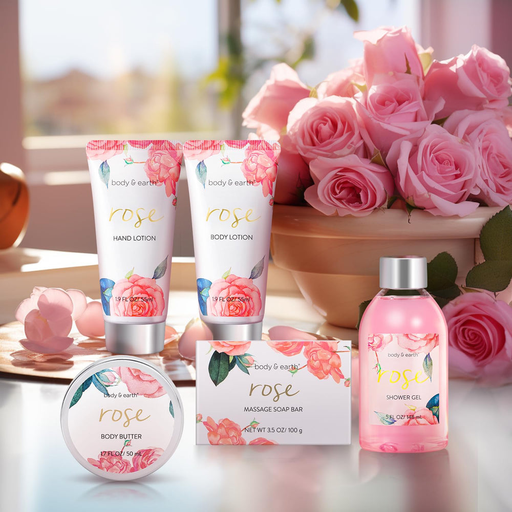Body & Earth rose shower gel for a hydrating cleanse with rose scent.