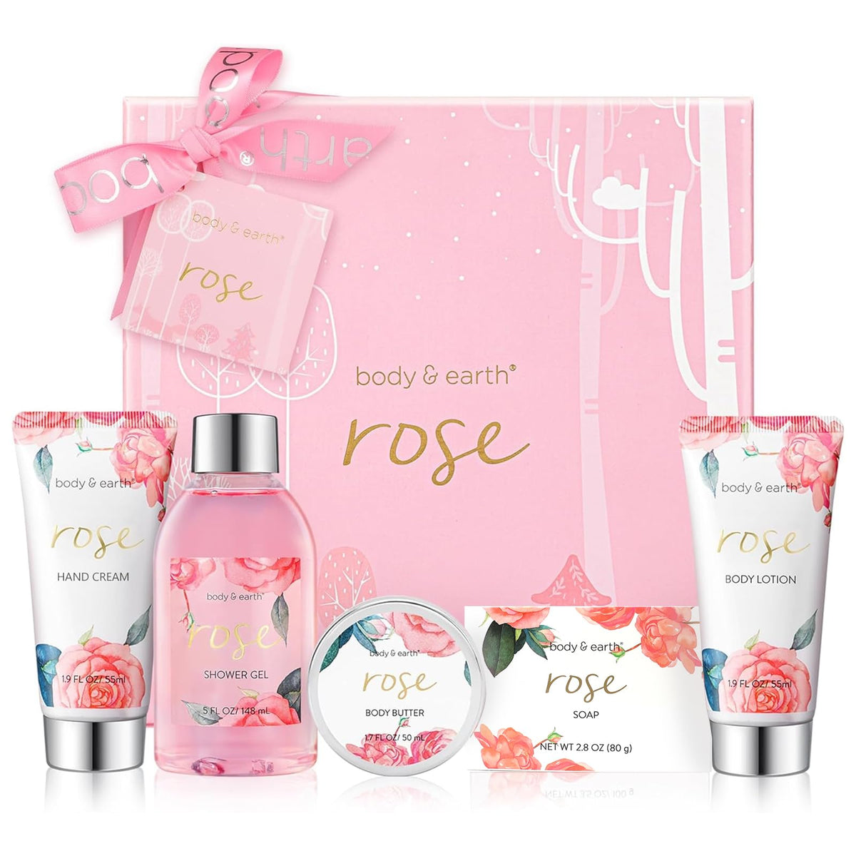 Body & Earth rose spa gift box presents a gift-ready spa moment.