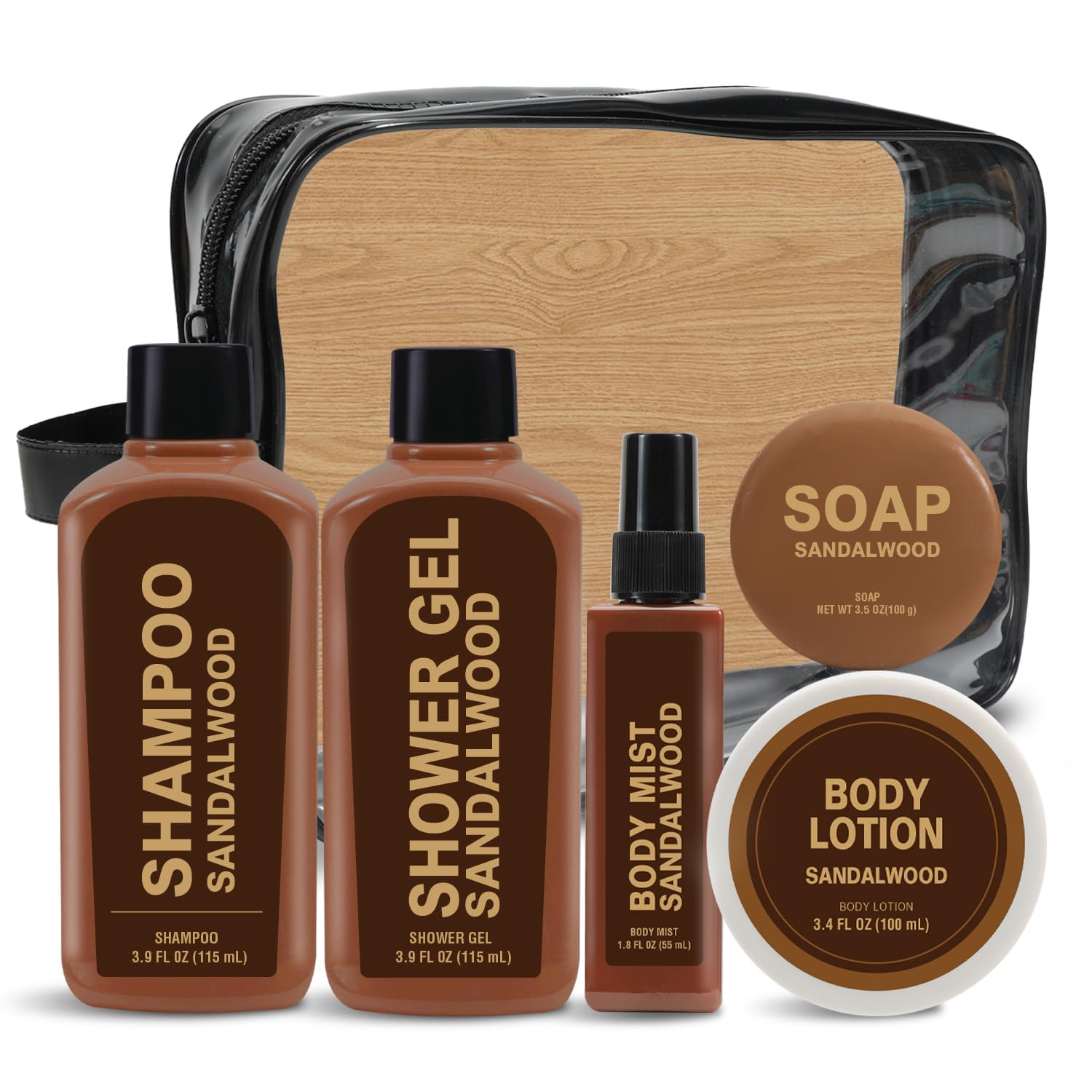 Body and Earth sandalwood gift set bag—travel-friendly grooming for men.