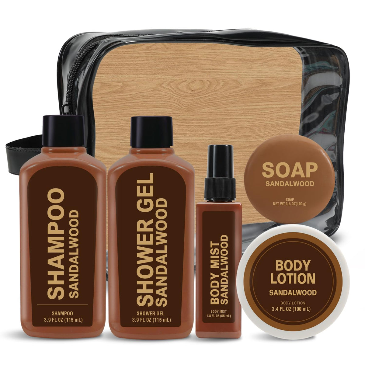 Body and Earth sandalwood gift set bag—travel-friendly grooming for men.